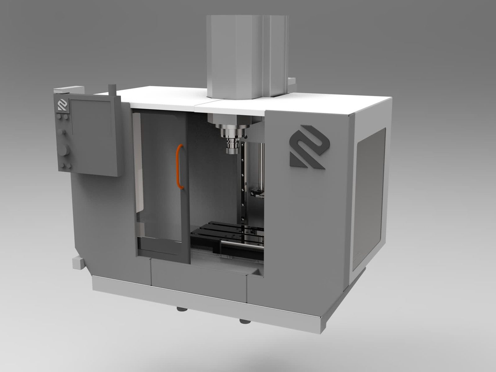 Mini CNC milling machine with enclosed safety cabin